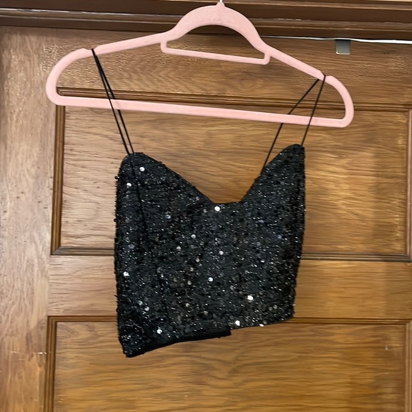 SHEIN black sequin‎ bra top - Picture 1 of 4